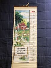 Vintage 1981 Wooden Scroll Calendar 