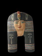 RARE ANTIQUE ANCIENT EGYPTIAN Wood Mask Queen Crown Hieroglyphic 2470 Bc picture