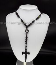 The Skull Cross Dark Catholic Volcanic Rosary, Stainless Steel black Skull Cross picture