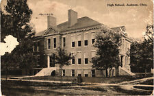 High School, Jackson, Ohio Black and White Antique Postcard Posted Kerby & Co picture