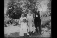 Antique 4x5 Inch Plate Glass Negative Portrait Of A Family Standing Ourdoors E15 picture