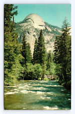 Old Postcard Yosemite National Park California. North Dome Merced River 1966 picture