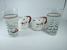 Vintage Lot of 2 Kitschy Santa Claus Mug Lot of 2 KIG Frosted Tumblers Holiday picture