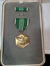 Vint Set Military Medal Bar Pin 3 PC Green White Stripes Brass Eagle Merit picture