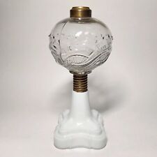 Antique Atterbury Scroll Fan Oil Lamp Milk Glass Base picture