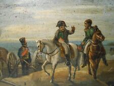 RARE EARLY-MID 19TH C 'NAPOLEON AT MARENGO ITALY' HAND PNTD OVAL TOLE SRVNG TRAY picture
