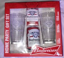 Budweiser Gift Set. NEW. Includes 2 Glasses Playing Cards & Bluetooth Speaker picture