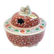 Vintage Arita Japanese Footed Porcelain Covered Dish Bowl Foo Dog Lid Handle picture
