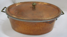 Vintage Oval Copper Pot with Aluminum Insert Brass Handles picture
