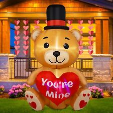 4FT Valentines Day Inflatable Bear Holding Love Heart, Valentines Day Gifts B... picture