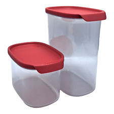 Tupperware Ultra Clear Elegant Oval Containers with Red Seals Set of 2 picture
