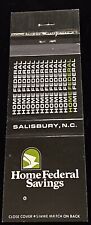 HOME Federal Savings Salisbury North Carolina Vintage Matchbook Cover B-3199 picture