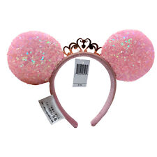 Pink Sequin Minnie Mouse Headband Tiara Princess Crown Disney-Parks Ears NEW picture