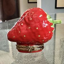 Vintage C.M. Limoges France Peint Main Hand Painted Strawberry Trinket Box picture