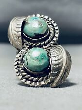MAGNIFICENT VINTAGE NAVAJO CARICO LAKE TURQUOISE STERLING SILVER RING picture