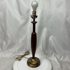 Vintage Table Lamp Mid Century Modern Art Deco Teak Brass Tall picture
