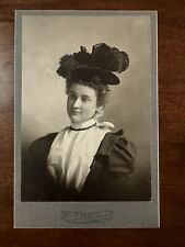 Antique CDV Photograph Beautiful Fashionable Young Woman Amazing Hat & Dress picture