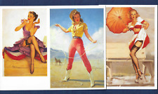 3 Vintage Gil Elvgren paintings on Unused 2000 Pinup Postcards 1949, '54, & 68 picture