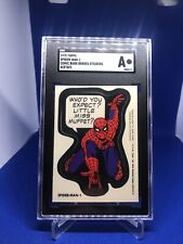 1975 Topps Marvel Comic Book Heroes Spider-Man ACETATE Sticker SGC Graded RARE picture