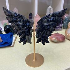 One pair Of Beautiful Larvikite Butterfly Wings Crystal Carving picture