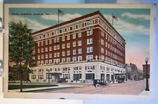Muncie Indiana~Hotel Roberts View~Classic Car~ US Flag~Vintage Postcard c1933 picture