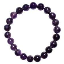 CHARGED Dark Amethyst Crystal 8mm Bead Stretchy Bracelet + Selenite Heart picture