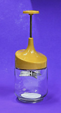 Vintage GEMCO Food Nut Chopper Gold Lid Glass Jar Stainless Steel Blade USA picture