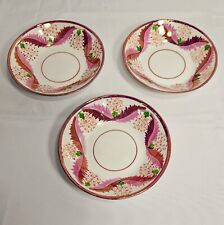 Antique British Pink Luster Leaves 709 Bone China Tea Cup Saucer Plates Lot of 3 picture