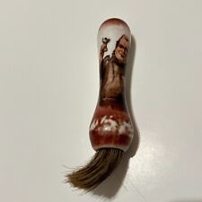 Vtg Rare Painted Ceramic Handle Shaving Shave Brush Monk picture