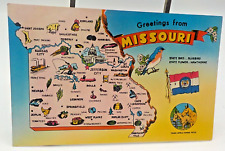 Greetings from Missouri MO Large Letter State Map Tichnor Postcard 1960s picture