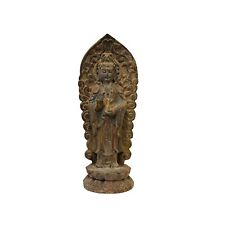 Chinese Rustic Wood Bodhisattva Kwan Yin Tara Standing Buddha Statue ws2736 picture