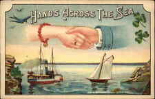 Ships Boats Hands Across The Sea Clovers Embossed c1910s Postcard picture
