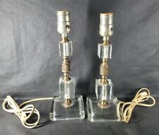 Set Clear LUCITE STACKED Cubes TABLE LAMP DECO 11.5