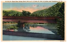 West Virginia WV Clarksburg Cheat River Bridge 1935 Vintage Postcard-Z2-102 picture