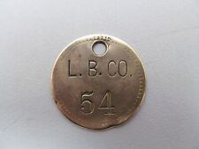 Vintage L.B. Co. Employee Badge ID Identification Tag Fob Brass Metal picture