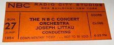 Rare Antique Vintage NBC Concert Orchestra Ticket Radio City RCA NY C.1954 picture