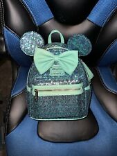 2023 Disney Parks Teal Blue & Purple Sequin Loungefly Mini Backpack New picture
