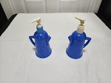 AVON Country Style Coffee Pot Soap Dispenser Lotion Pump Blue Empty Container picture