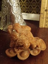 mini vintage asian carved figurine frog stone look rhinestone eyes neato picture