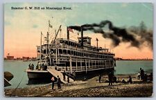 Postcard Steamer G W Hill on Mississippi River 1900s Massive Steamer Ship picture