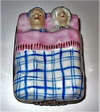 LIMOGES FRANCE BOX ~ ROCHARD ~ COUPLE IN BED ~ WEDDING RINGS INSIDE ~ PEINT MAIN picture