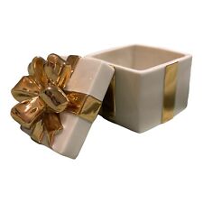 Mikasa Fine Porcelain Holiday Elegance Gift Present Box Gold Bow Trinket FK001 picture