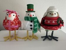 Set Of 3 Winter Fabric Birds Fika Freezy Bow Wondershop Target Christmas Decor picture