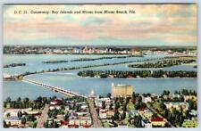 1940-50's CAUSEWAY BAY ISLANDS MIAMI BEACH FLORIDA FL VINTAGE LINEN POSTCARD picture