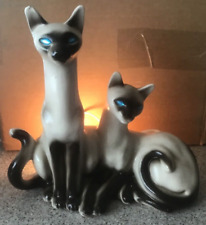 Vintage Lane & Co Ceramic Siamese Twin Cat TV Light Lamp Van Nuys CA 1958. MCM picture