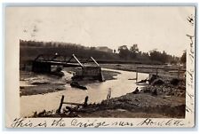 1908 Disaster Bridge Sandusky New York NY, Cattaraugus RPPC Photo Postcard picture