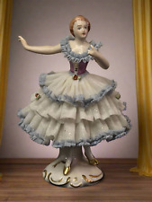 Dresden Porcelain Dancer by Wilhelm Rittirsch - Lace Tutu with Rosettes - Vintag picture
