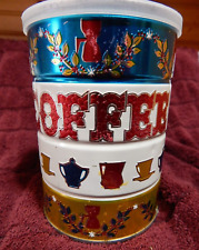 Vintage 1 lb Butternut Coffee Tin Can Holiday Christmas Red White Blue Gold picture