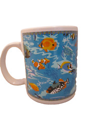 Vintage Hawaii fishes coffee mug cup. Ceramic. 1999. Blue Ocean Sea  picture