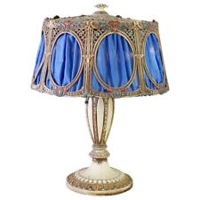 Antique Bradley And Hubbard Arts & Crafts Polychromed Metal Table Lamp C1925 picture